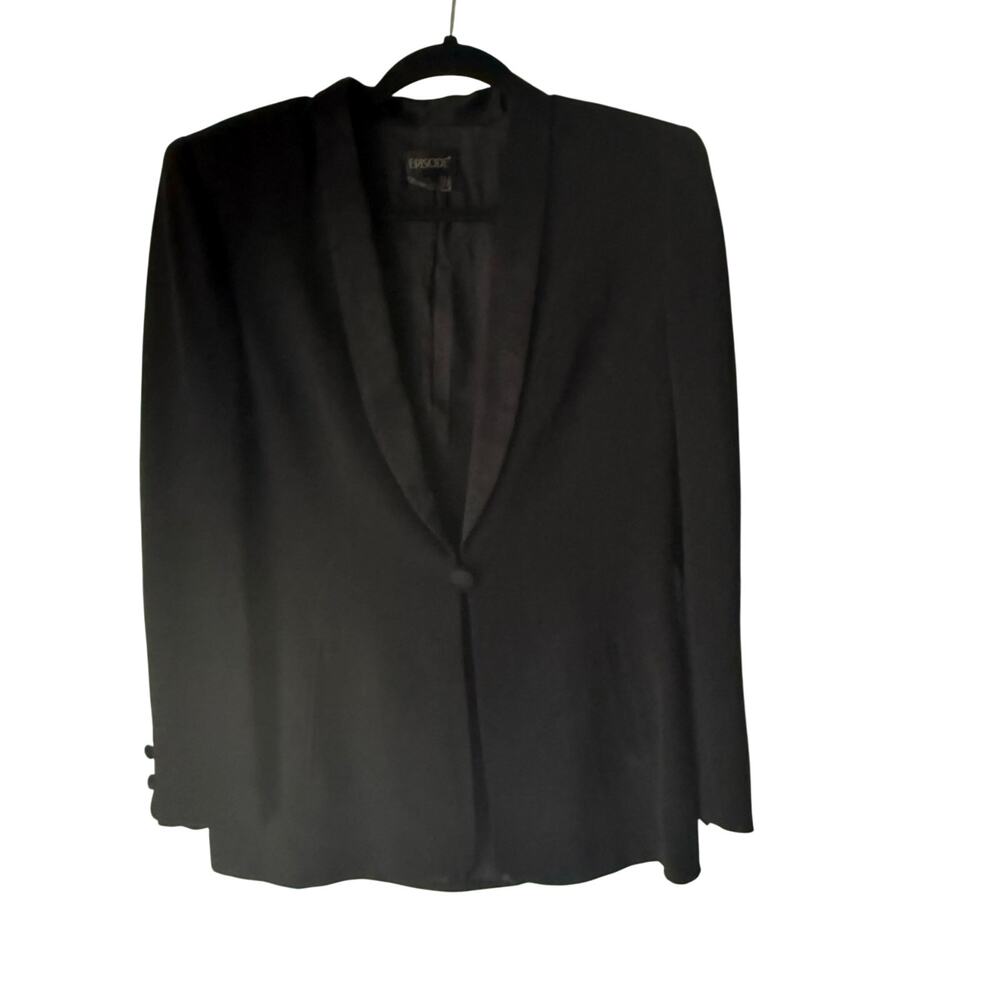 Vintage Episode Silk Blazer Black Size 4 Tuxedo Collar Minimalist Classic‎